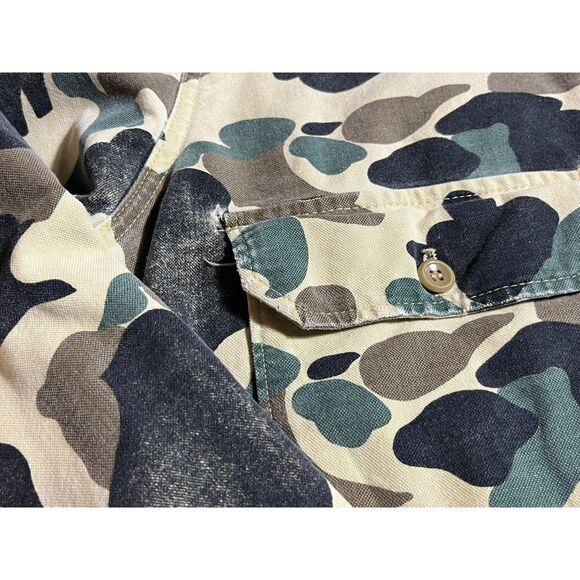 Woolrich Mens Long Sleeve Shirt Heavy Cotton Duck Camo Rugged READ XL Hunting - Picture 5 of 11